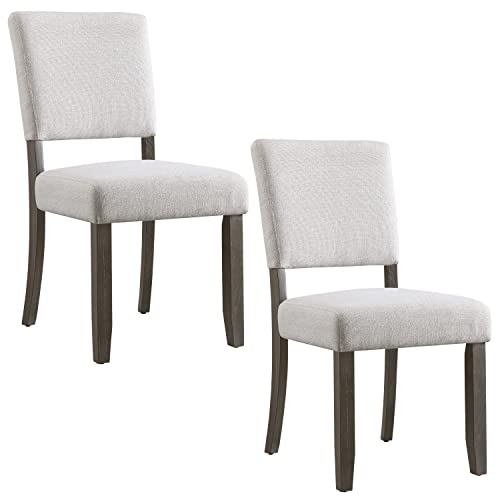 Leick Home 10186BB/HG Upholstered Back Dining Chair with Wood Base, Set of 2, for Dining Room, Blackbean and Heather Gray