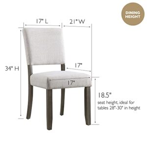 Leick Home 10186BB/HG Upholstered Back Dining Chair with Wood Base, Set of 2, for Dining Room, Blackbean and Heather Gray