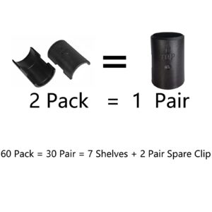 Wire Shelf Clips Shelving Sleeves - 60 Pack Shelf Lock Clips for 1" Post- Shelving Sleeves Replacements for Wire Shelving System