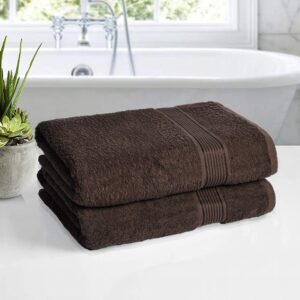 Belizzi Home Cotton 2 Pack Oversized Bath Towel Set 28x55 inches, Large Bath Towels, Ultra Absorbant Compact Quickdry & Lightweight Towel, Ideal for Gym Travel Camp Pool - Brown