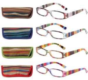 soctick reading glasses 4 pairs fashion ladies readers spring hinge with pattern print eyeglasses for women +2.5