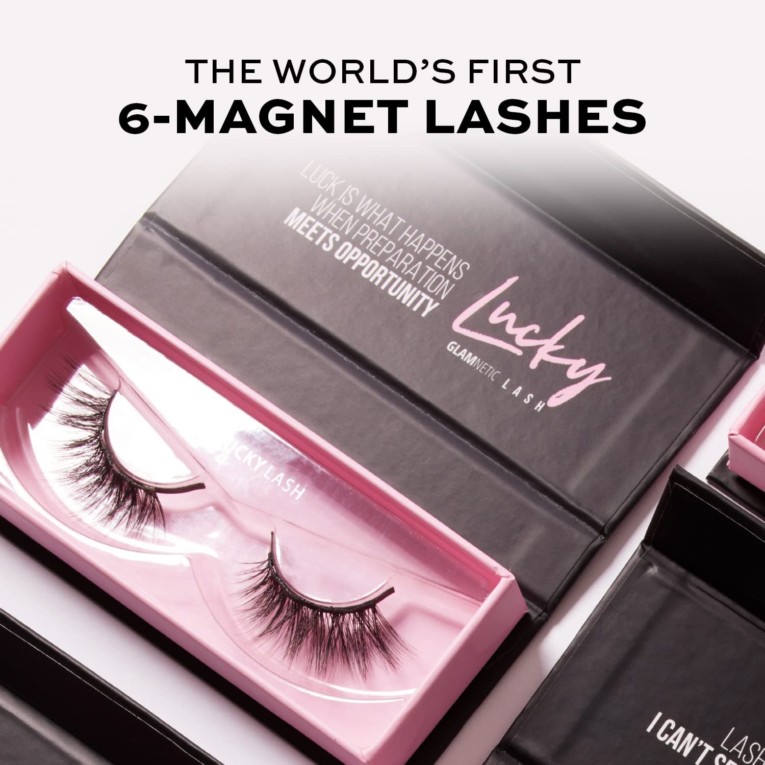 Glamnetic Magnetic Eyelashes - Lucky | Short Magnetic Lashes, 60 Wears Reusable High Volume Faux Mink Lashes, Cat Eye Flared - 1 Pair