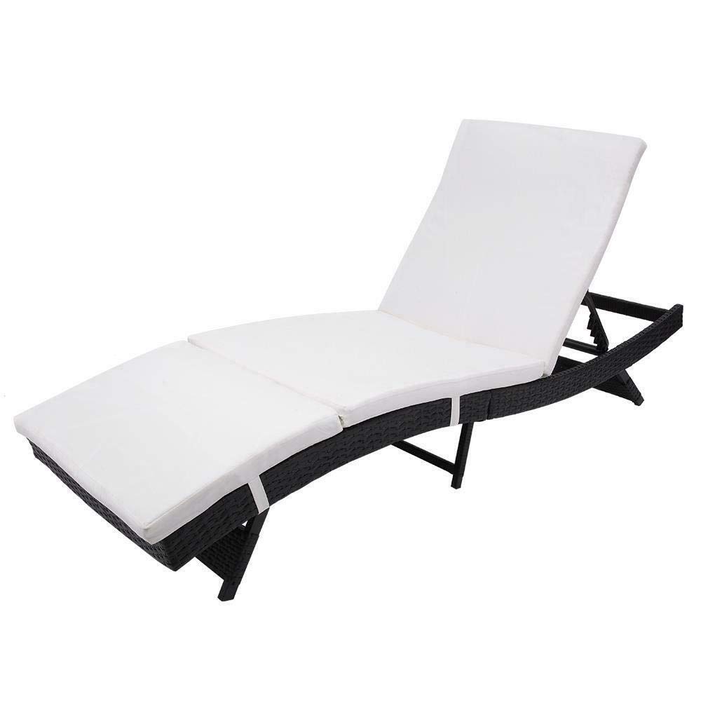 Manoch 2 PCS Adjustable Chaise Lounge Chair Outdoor Patio Furniture PE Wicker Cushions Material: PE Vine & Polyester Fabrics & Vertical Cotton Dimensions: (76.77 x 26.77 x 12.99) inch /(L x W x H)