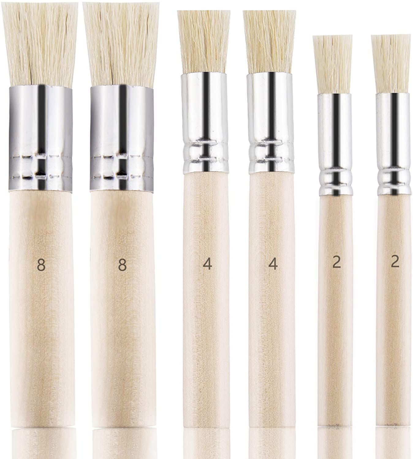 LUTER 6Pcs Wooden Stencil Brushes, Natural Bristle Stencil Brushes for Acrylic Painting, Oil Painting, Watercolor Painting, Card Making, DIY Art Crafts Project (3 Sizes)