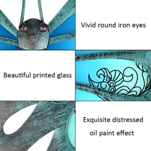 Tfro & Cile Metal Butterfly Wall Decor Outdoor Garden Art Glass Hanging Insect Sculpture for Bedroom Home