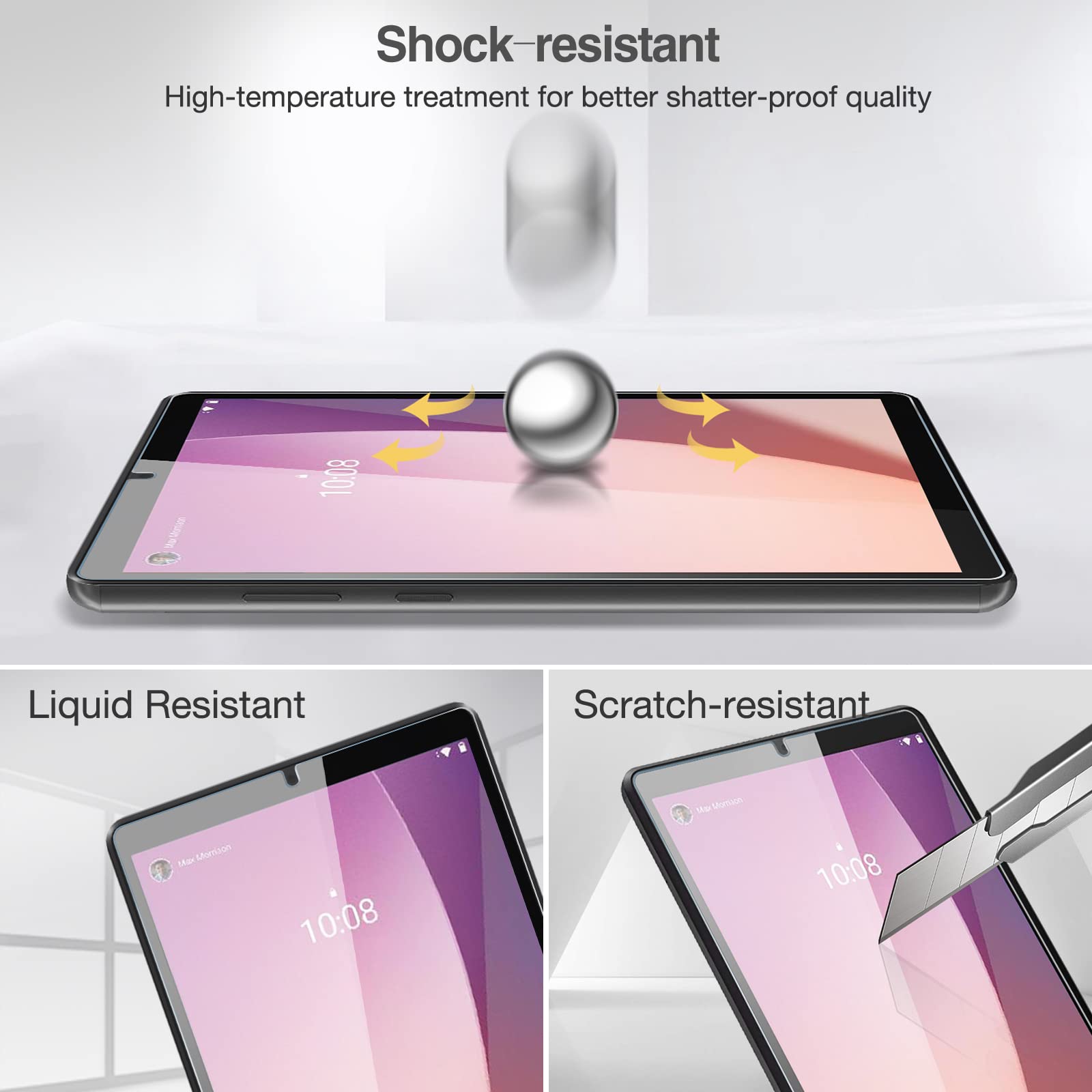 [2 Pack] ProCase Screen Protector for Lenovo Tab M8 4th Gen/ M8 3rd Gen/ M8 HD 2nd Gen/ M8 FHD, Tempered Glass Screen Film Guard for Lenovo Tab M8