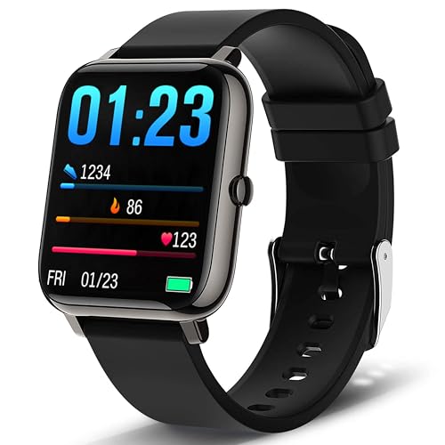 Popglory Smart Watch, Smartwatch with Blood Pressure, Blood Oxygen Monitor, Fitness Tracker with Heart Rate Monitor, Full Touch Fitness Watch for Android & iOS for Men Women