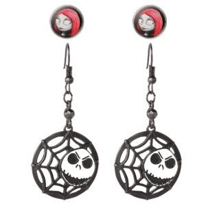 Disney The Nightmare Before Christmas Earrings Set - Jack Skellington Dangling Earrings and Sally Stud Earrings - Disney Jewelry for Women