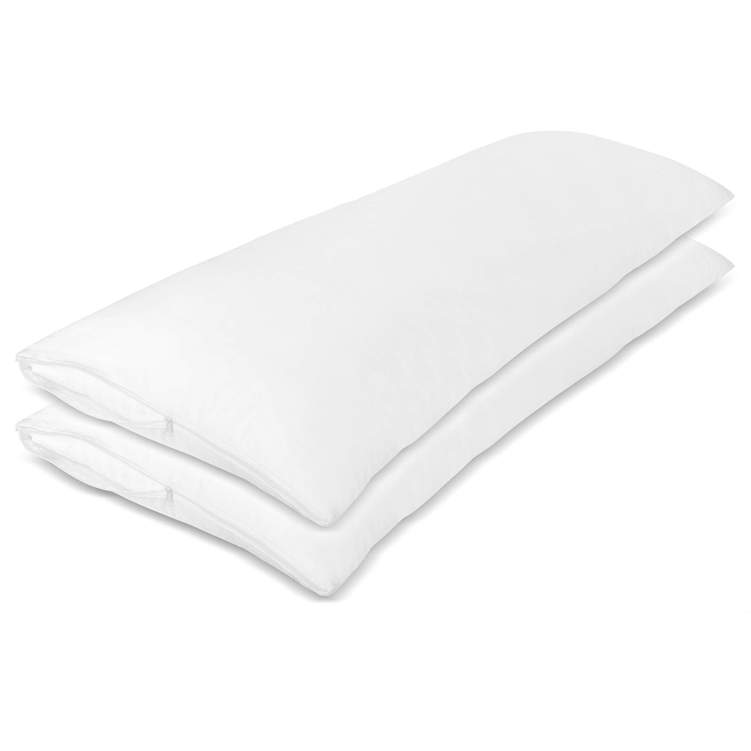 Micropuff Body Size (20 X 55) Pillow Protectors with Zipper - 2 Pack - Soft and Breatheable Hypoallergenic Pillow Cover. Pillowcase Protects Against Stains, Spills, and Perspiration.