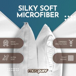 Micropuff Body Size (20 X 55) Pillow Protectors with Zipper - 2 Pack - Soft and Breatheable Hypoallergenic Pillow Cover. Pillowcase Protects Against Stains, Spills, and Perspiration.