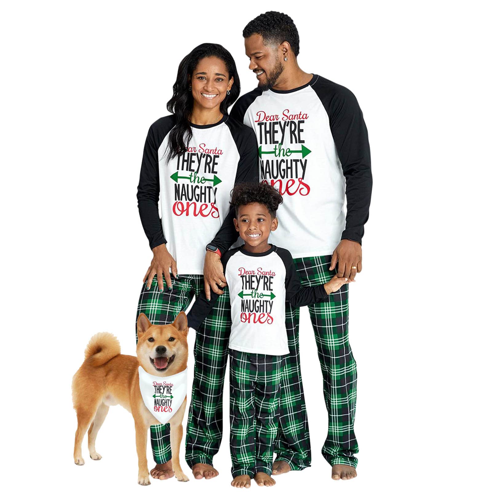 IFFEI Matching Family Pajamas Sets Christmas PJ's Letter Print Top and Plaid Bottom Sleepwear Jammies Men: M