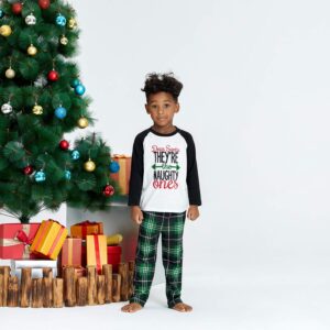 IFFEI Matching Family Pajamas Sets Christmas PJ's Letter Print Top and Plaid Bottom Sleepwear Jammies Men: M