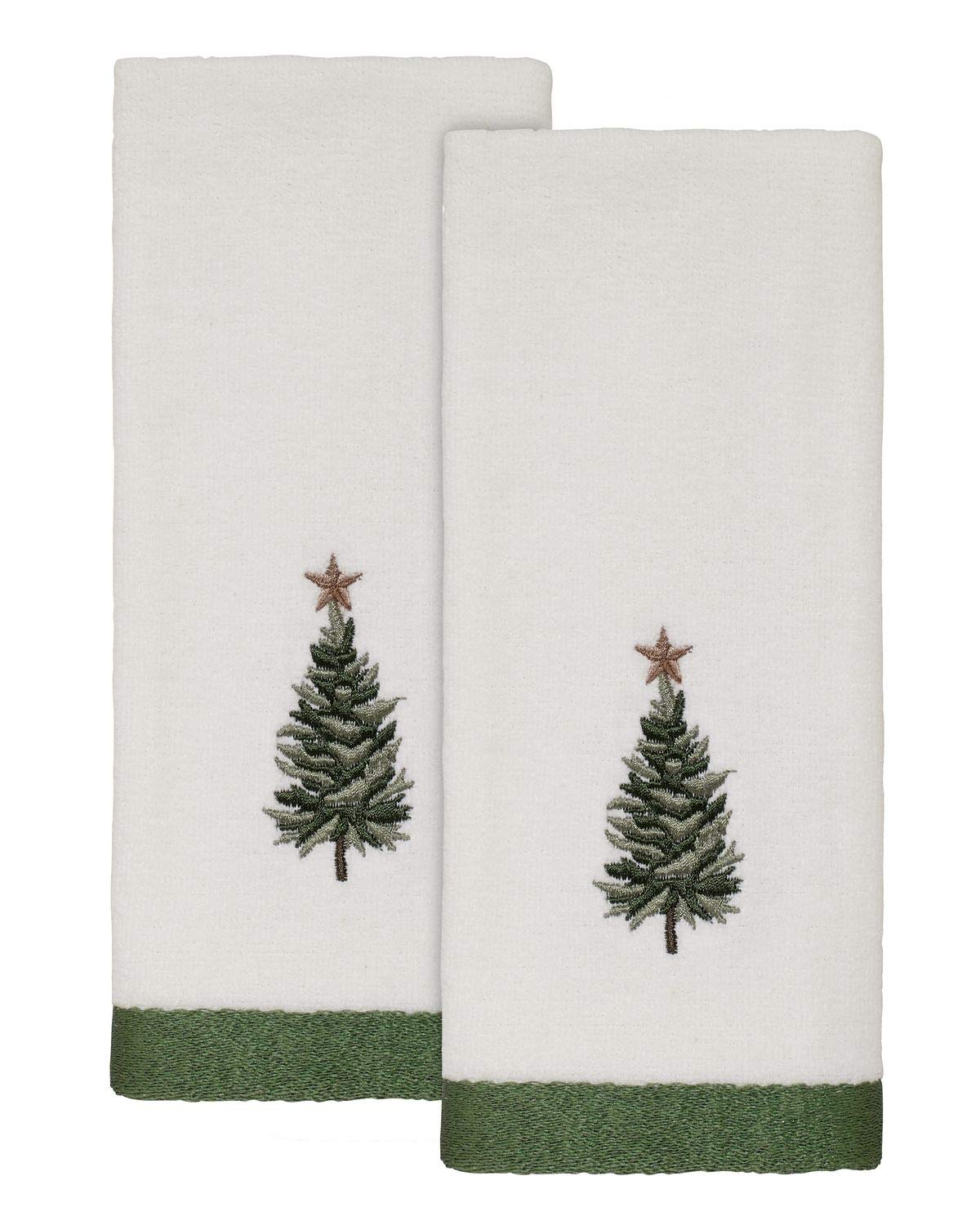 Avanti Linens - Fingertip Towels, Soft & Absorbent Cotton, Holiday Home Decor, Set of 2 (Trees Collection)