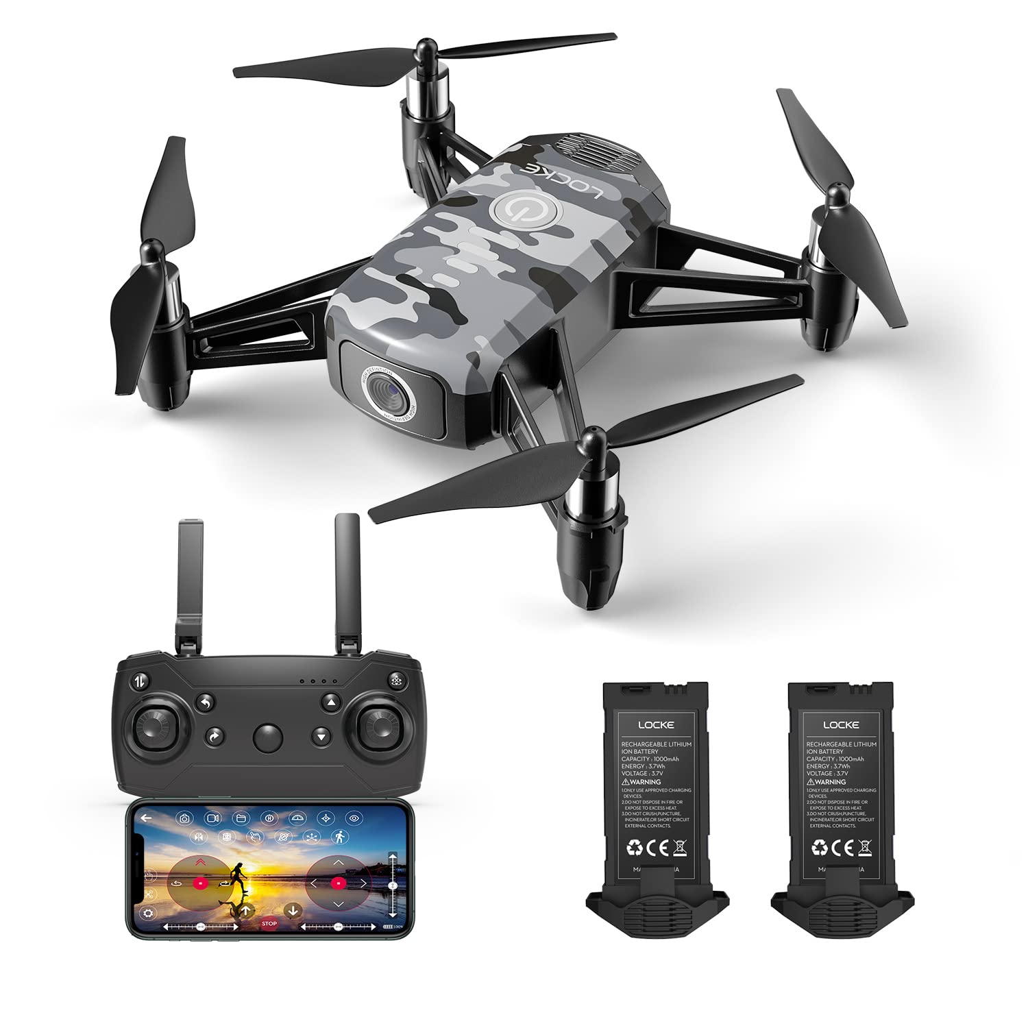 HR Drone For Kids With 1080p HD FPV Camera,Mini Quadcopter For Beginners With Altitude Hold,One Key Start/Land,Draw Path,2 Modular Batteries,Remote Control Toys Gifts for Boys Girls