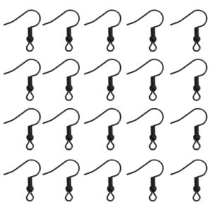 toaob 100pcs earring hooks hypo allergenic french ear wires with ball and coil 18mm black fish hook earrings making supplies jewelry findings