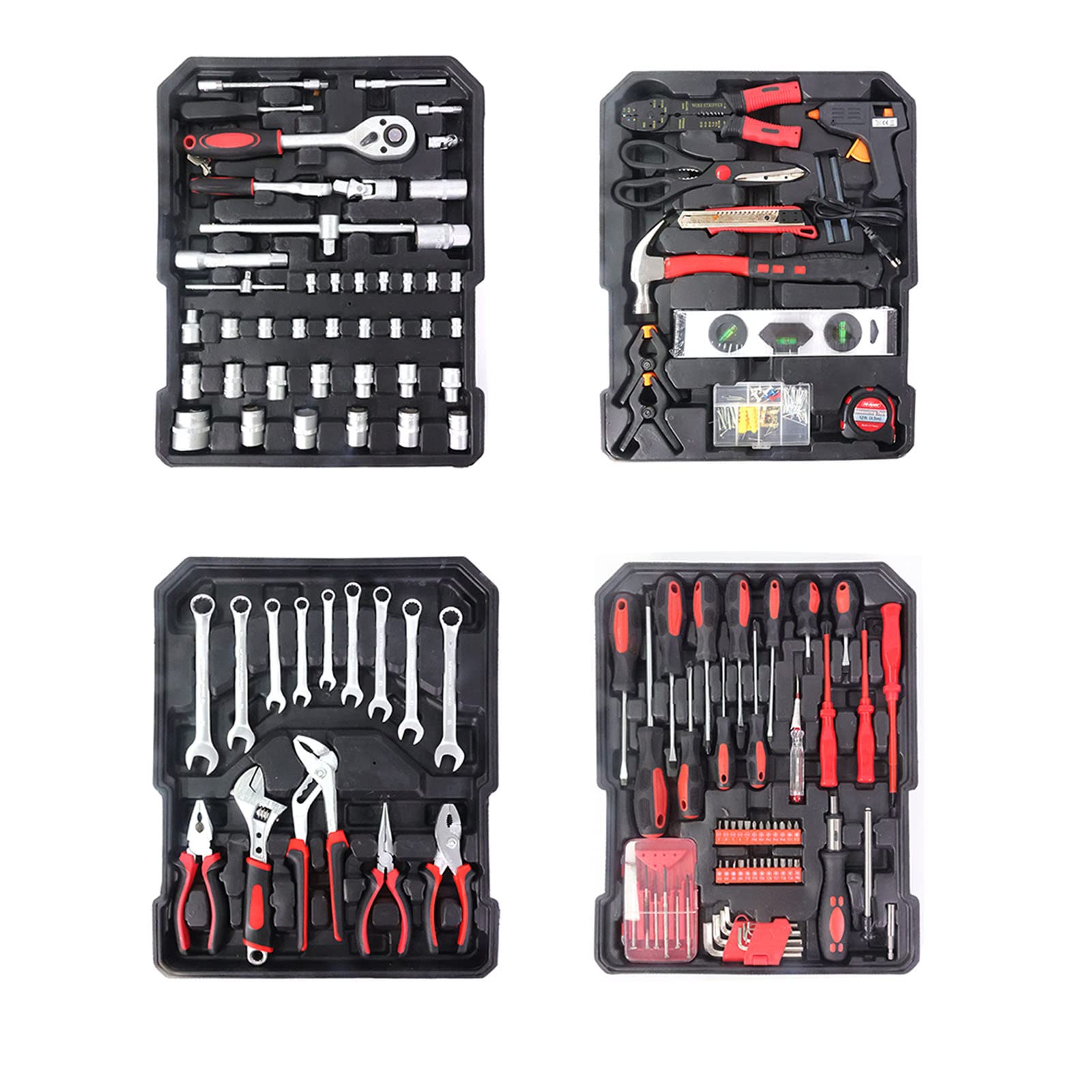 Arcwares 799pcs Aluminum Trolley Case Tool Set Silver, House Repair Kit Set, Household Hand Tool Set, with Tool Belt,Gift on Father's Day (Black)