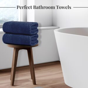 Tens Towels Large Bath Towels, 100% Cotton, 30 x 60 Inches Extra Large Bath Towels, Lighter Weight, Quicker to Dry, Super Absorbent, Perfect Bathroom Towels (Pack of 4, Navy)