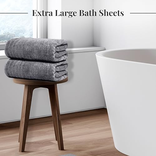 Tens Towels Large Bath Sheets, 100% Cotton, 35x70 inches Extra Large Bath Towel Sheets, Lighter Weight, Quicker to Dry, Super Absorbent, Oversized Bath Towels (DARK GREY)