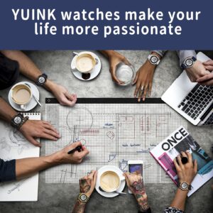 YUINK Mens Digital Watch Ultra-Thin Sports Waterproof Simple Watch Stainless Steel Wrist Watch for Men Women