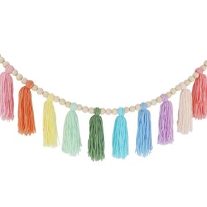 Cotton Tassel Garland Pastel Banner, Colorful Party Backdrop Decorative Wall Hangings Llama Decorations for Bedroom,Nursery Dorm Room,Birthday,Baby Shower, Girls Boho Home Decor Gift (Light 1 Pack)