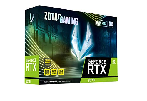 ZOTAC GAMING GeForce RTX 3070 Twin Edge OC 8GB GDDR6 256-bit 14 Gbps PCIE 4.0 Gaming Graphics Card, IceStorm 2.0 Advanced Cooling, White LED Logo Lighting, ZT-A30700H-10P