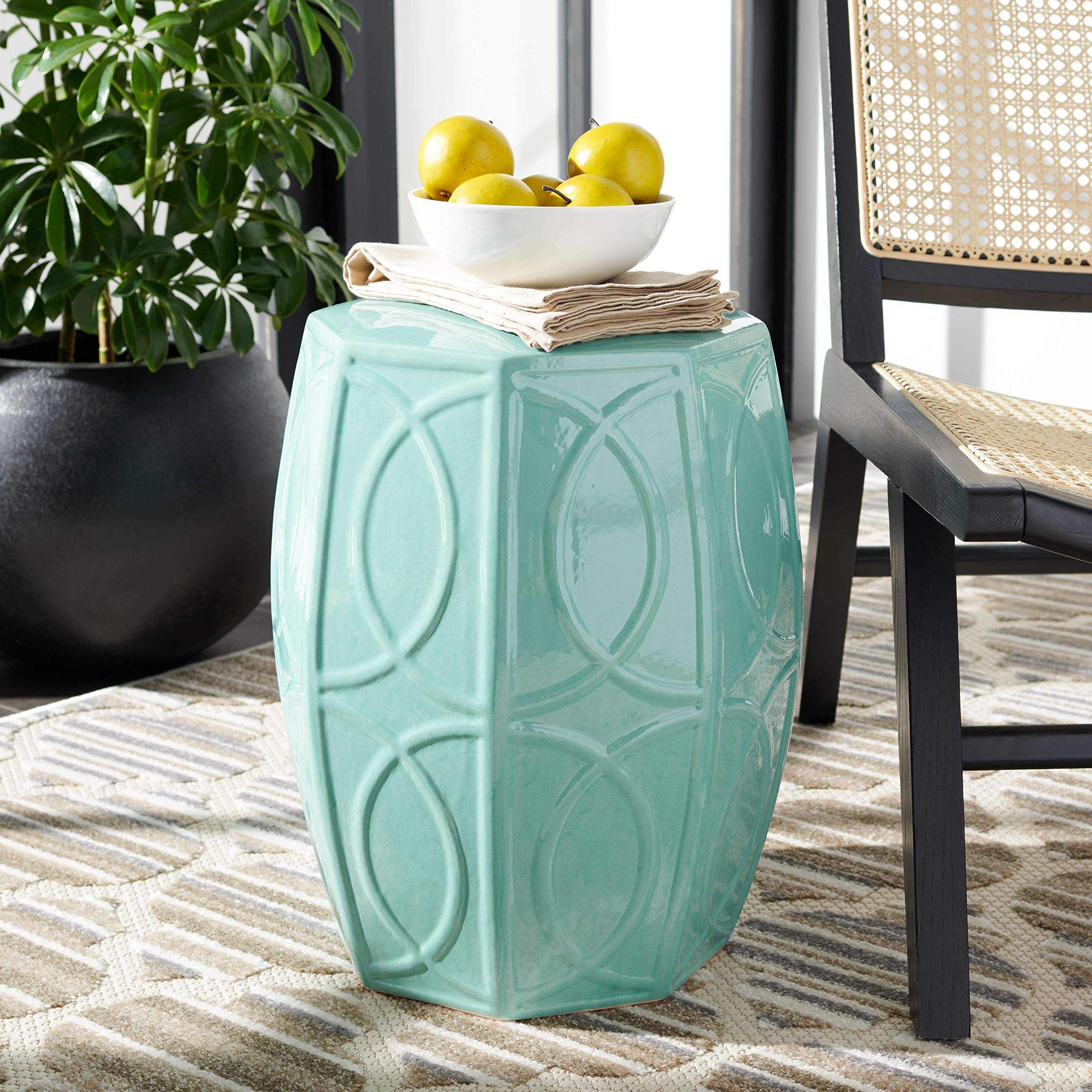 Safavieh Home Collection Kameko Blue Ceramic Decorative Garden Stool ACS5205A