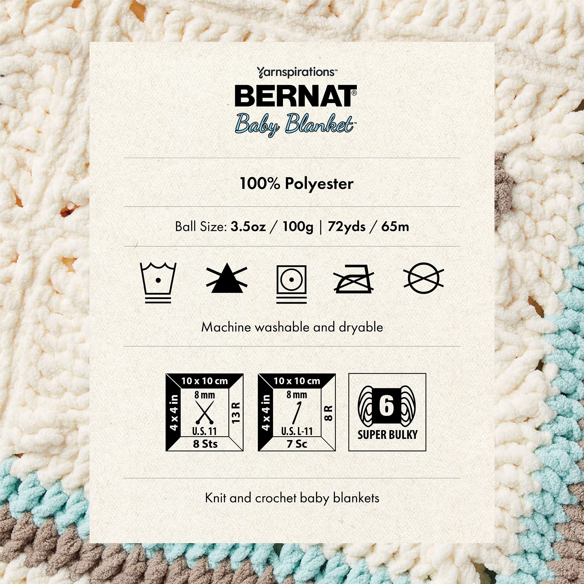 Bernat Baby Blanket White Yarn - 3 Pack of 100g/3.5oz - Polyester - 6 Super Bulky - 72 Yards - Knitting/Crochet