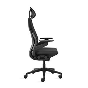 Steelcase Gesture Office Chair with Head Rest - Ergonomic Work Chair with Wheels for Carpet - Comfortable Office Chair - Intuitive-to-Adjust Chairs for Desk - 360-Degree Arms - Licorice Fabric