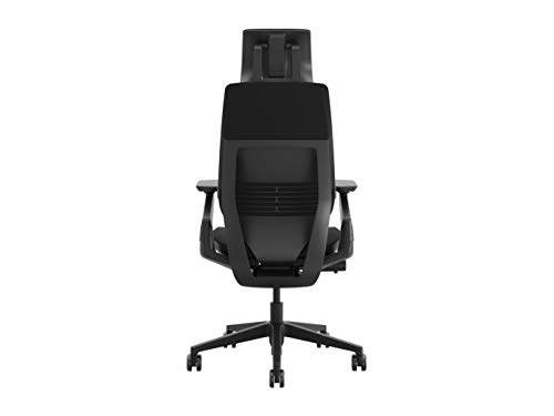 Steelcase Gesture Office Chair with Head Rest - Ergonomic Work Chair with Wheels for Carpet - Comfortable Office Chair - Intuitive-to-Adjust Chairs for Desk - 360-Degree Arms - Licorice Fabric