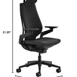 Steelcase Gesture Office Chair with Head Rest - Ergonomic Work Chair with Wheels for Carpet - Comfortable Office Chair - Intuitive-to-Adjust Chairs for Desk - 360-Degree Arms - Licorice Fabric