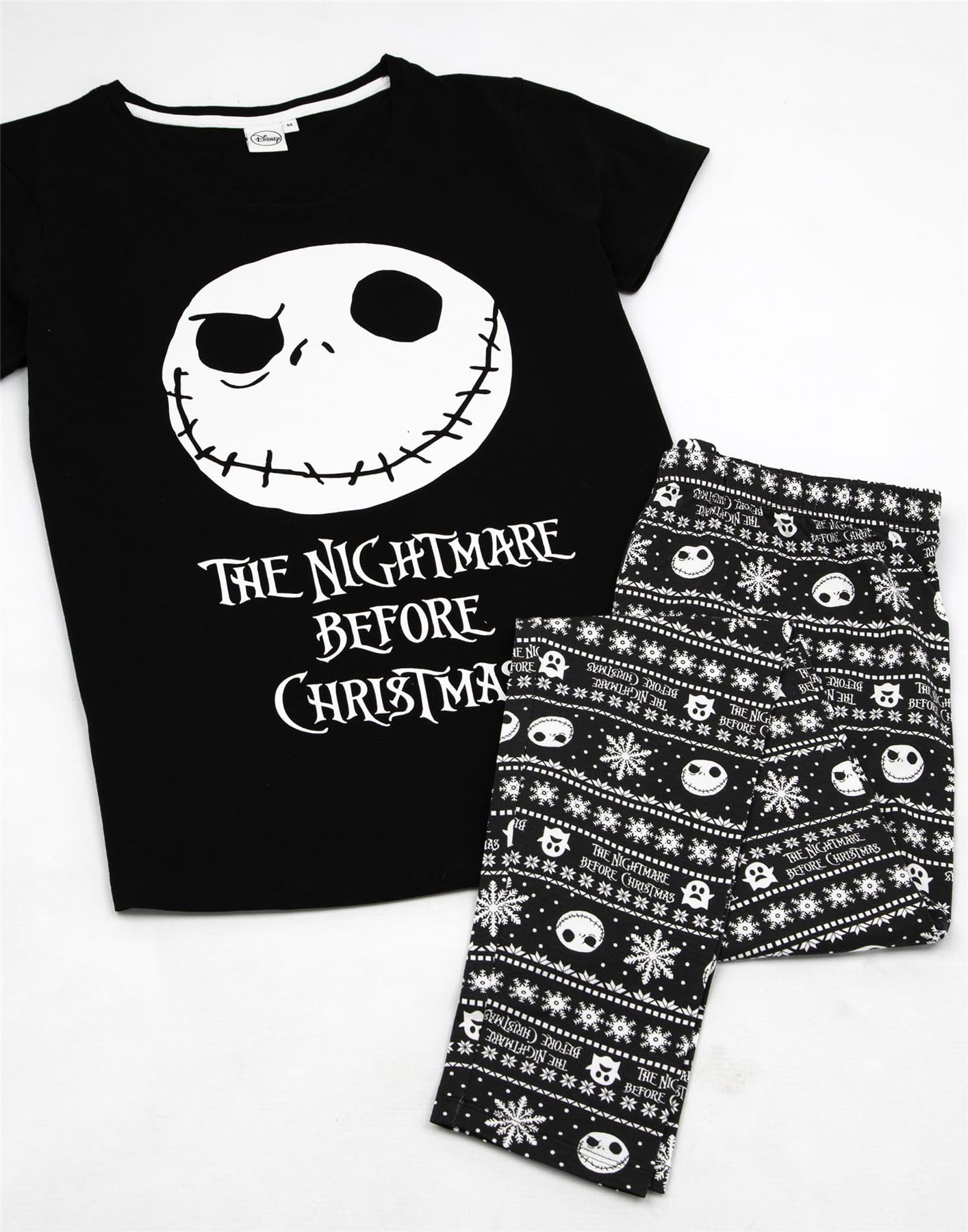 Disney Nightmare Before Christmas Pyjamas Womens Skellington PJ Top Trousers Small Black