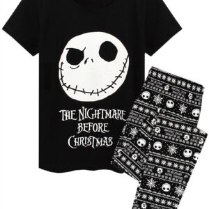 Disney Nightmare Before Christmas Pyjamas Womens Skellington PJ Top Trousers Small Black