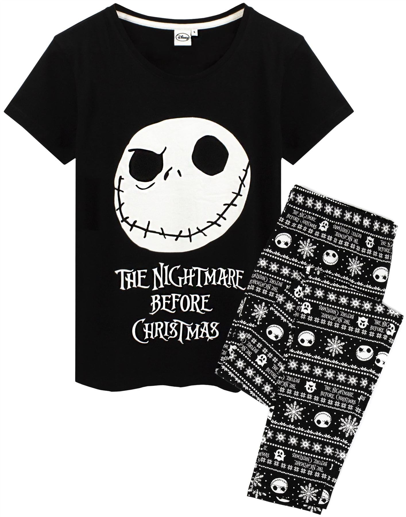 Disney Nightmare Before Christmas Pyjamas Womens Skellington PJ Top Trousers Small Black