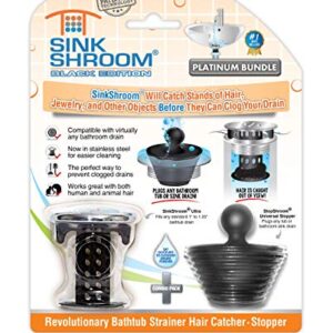 SinkShroom Combo Edition Revolutionary Bathroom Sink Drain Protector Hair Catcher, Strainer, Snare, Plus StopShroom Stopper