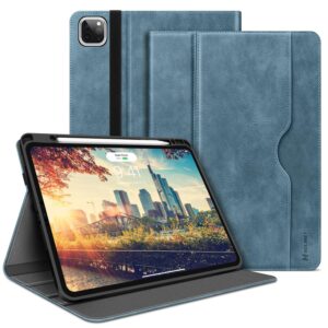 HOLIMET iPad Pro 12.9 Case 6th/5th/4th/3rd Generation Case New 2022 2021 2020 2018 with Pencil Holder Pocket Strap Folio Stand Cover Soft TPU Back Shockproof, Auto Sleep/Wake,Vegan Leather