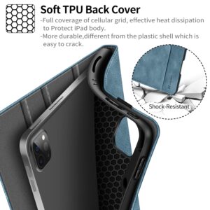 HOLIMET iPad Pro 12.9 Case 6th/5th/4th/3rd Generation Case New 2022 2021 2020 2018 with Pencil Holder Pocket Strap Folio Stand Cover Soft TPU Back Shockproof, Auto Sleep/Wake,Vegan Leather