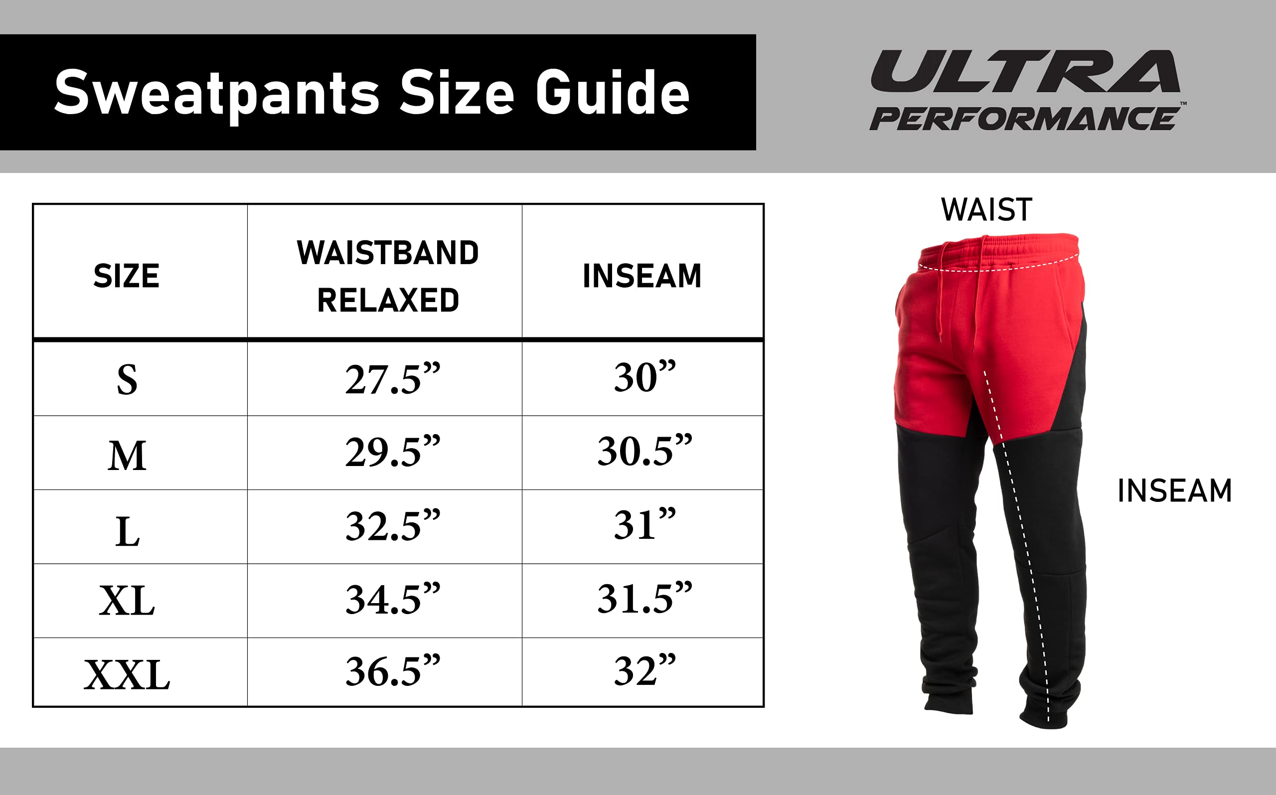 Ultra Performance 3 Pack Fleece Active Tech Joggers for Men, Mens Sweatpants with Zipper Pockets