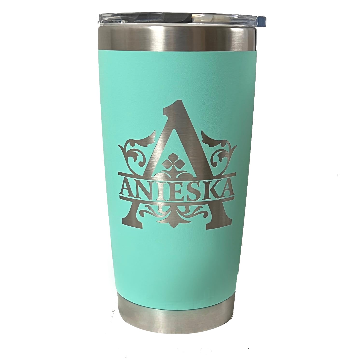 Custom Engraved Floral Monogram Design yeti Tumbler