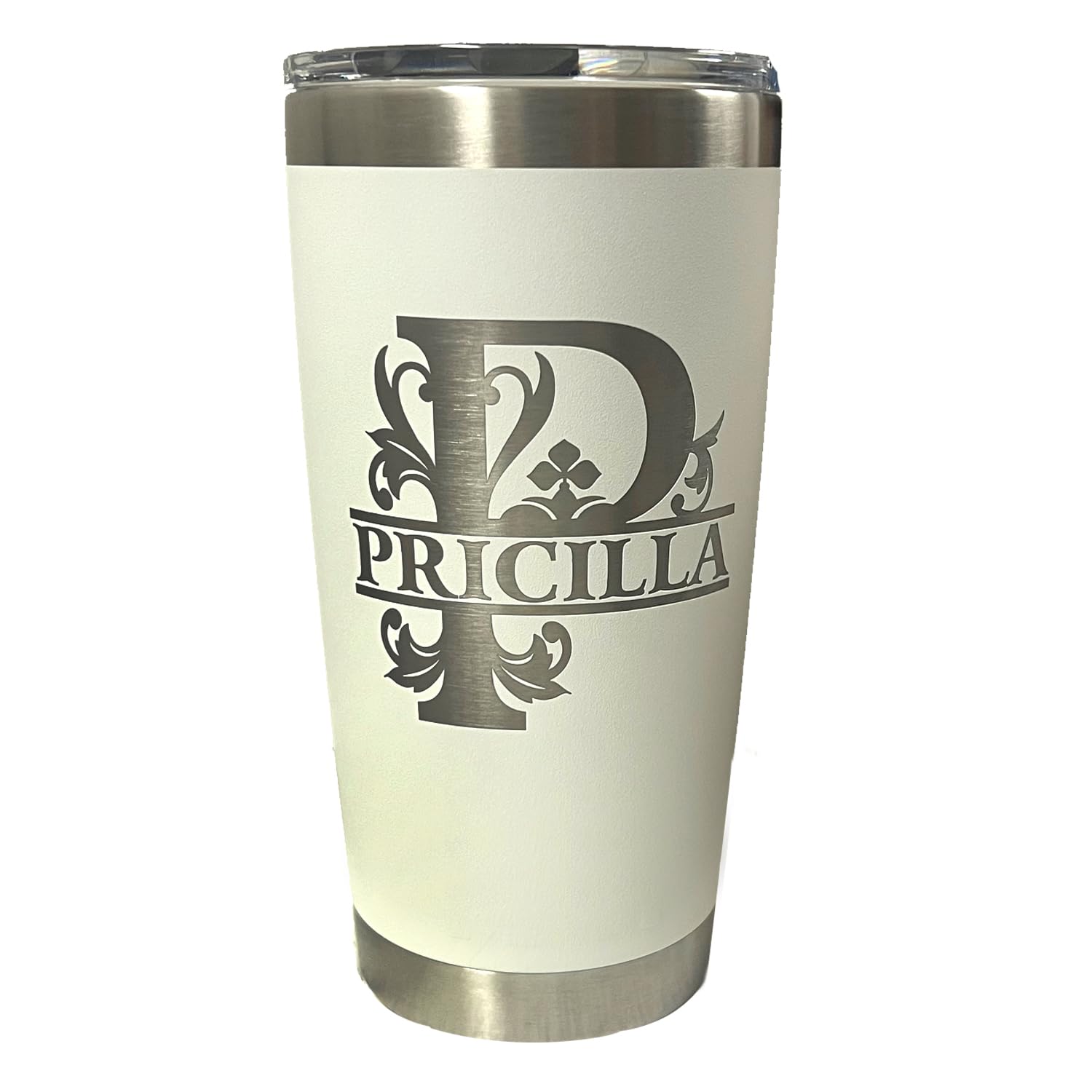 Custom Engraved Floral Monogram Design yeti Tumbler