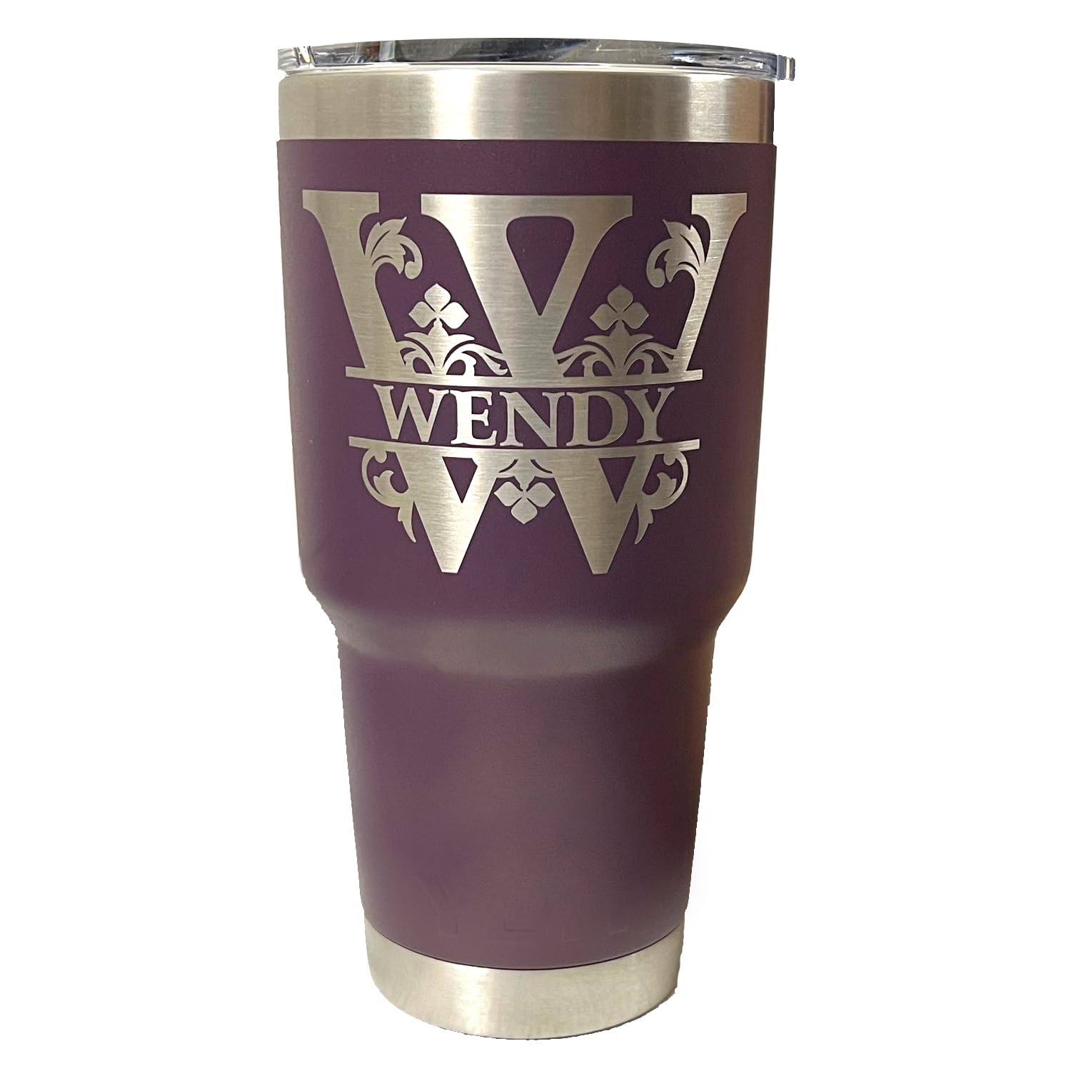 Custom Engraved Floral Monogram Design yeti Tumbler