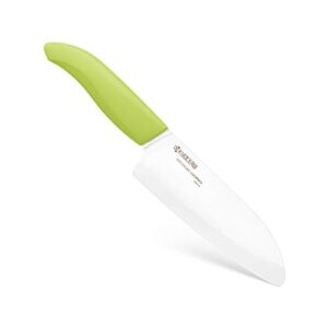 Kyocera Revolution 2-Piece Ceramic Knife Set: Chef Knife For Your Cooking Needs, 5.5" Santoku and 4.5" Utility Knife, White Blades with Green Handles, White/Green