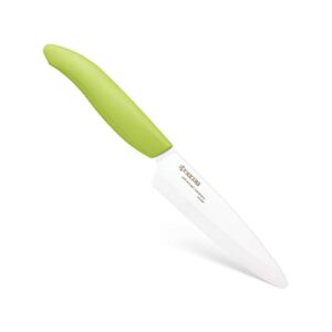 Kyocera Revolution 2-Piece Ceramic Knife Set: Chef Knife For Your Cooking Needs, 5.5" Santoku and 4.5" Utility Knife, White Blades with Green Handles, White/Green