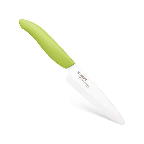 Kyocera Revolution 2-Piece Ceramic Knife Set: Chef Knife For Your Cooking Needs, 5.5" Santoku and 4.5" Utility Knife, White Blades with Green Handles, White/Green