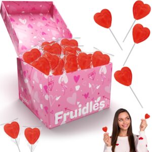 The Dreidel Company Valentines Day Lollipops Red Double Heart Shaped Cherry Flavored, Individually Wrapped, 12-Pack