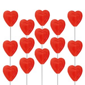 The Dreidel Company Valentines Day Lollipops Red Double Heart Shaped Cherry Flavored, Individually Wrapped, 12-Pack