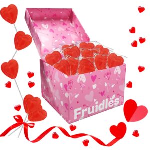 The Dreidel Company Valentines Day Lollipops Red Double Heart Shaped Cherry Flavored, Individually Wrapped, 12-Pack