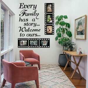 Every Family Has a Story,Family Wall Art Stickers Contains 6 Pcs 4x6in Picture Frame Wall Decor Stickers for Living Room Family Inspirational Wall Stickers Quotes