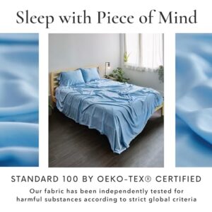 Bamboo Bay 4 Piece King Size Sheets Set - 100% Viscose Made From Bamboo Sheets King Size - Soft Cooling Sheets For Hot Sleepers - Breathable King Sheets Deep Pocket Fits Up to 16" Mattress, Light Blue