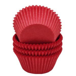 mombake premium red greaseproof cupcake liners muffin paper baking cups standard size, 100-count