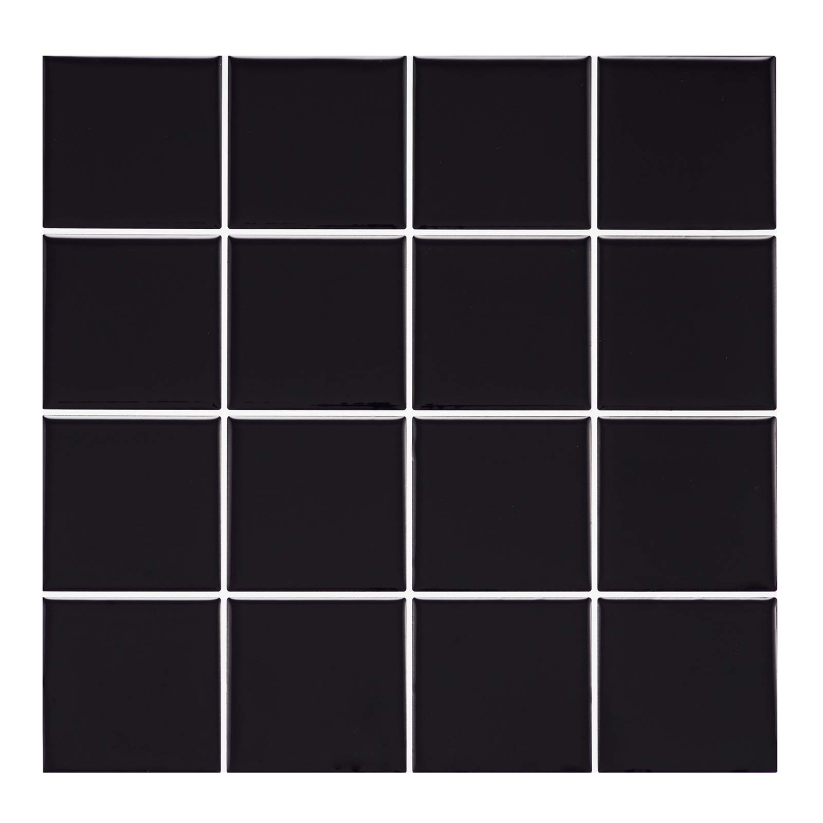 Ecoart Peel and Stick Wall Tile 10" X 10" Backsplash Stick On Kitchen Bathroom 16 Cells Square Brick Stick Tile Sticker(6 Sheets) (Black)